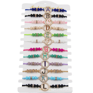 Màu Đen Tinh Thể Ban Đầu Bện Chuỗi Vòng Đeo Tay May Mắn Chuỗi Pha Lê Thư Đính Cườm Vòng Đeo Tay Của Phụ Nữ Thời Trang Vòng Đeo Tay - Product Image 6