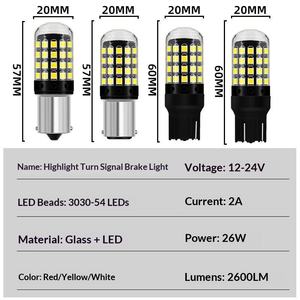 Feu de clignotant anti-scintillement décodant 1157 BAU15S 1156 54 LED 3030 Haute Luminosité Feu de recul Feu stop 26W 12V OLIVER - Product Image 3