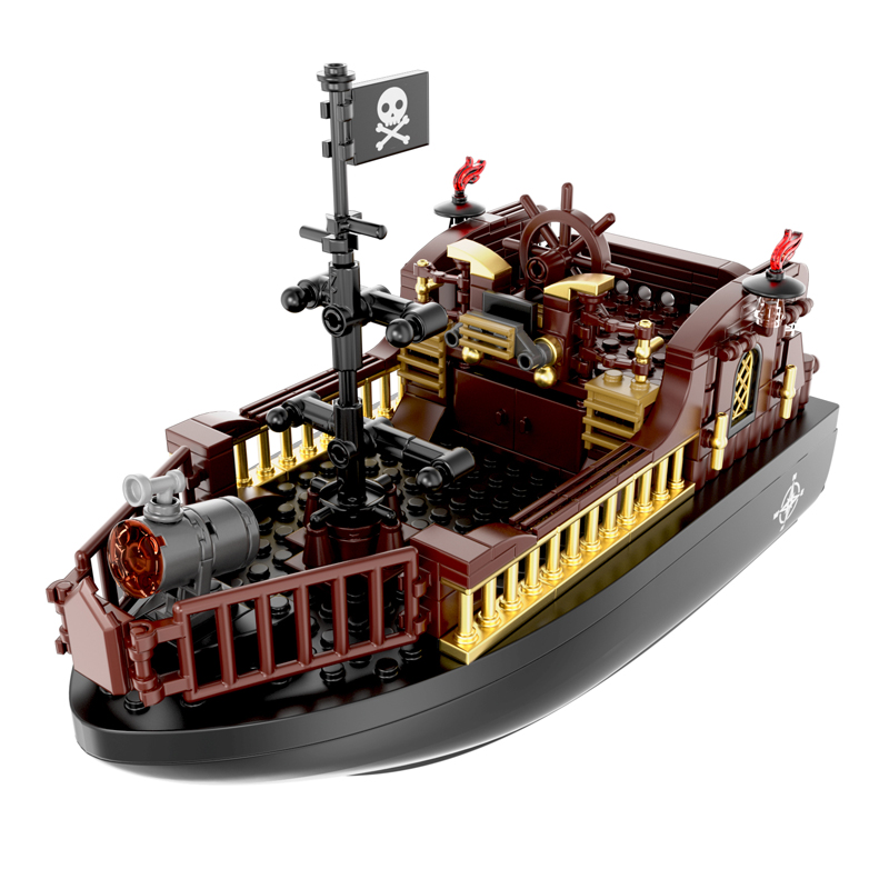 V601 Pirates Ship 228PCS Building Blocks Kits RC SpeedBoat Construction Set STEM Assembly Toys for Teens Kids