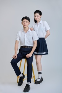 Poliéster Escuela Secundaria Vietnamita FMF Estudiante Blanco Camisa de manga larga Secundaria Niños Niñas (Blanco) - Product Image 2