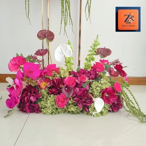 Centres de table artificiels en soie rose, orchidée bordeaux pour mariage, baby shower, allée de mariage, fête, bar à desserts – Kits de décoration - Product Image 6