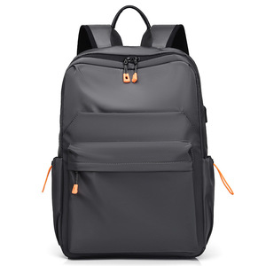 <b>Laptop</b> <b>Backpack</b> Black Large Capacity Men's Everyday Travel <b>Backpack</b> With Orange Zip Pulls - Product Image 5