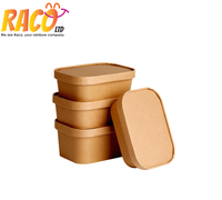 Conteneur alimentaire en papier kraft écologique avec couvercle transparent, boîte à emporter jetable, boîte d'emballage alimentaire