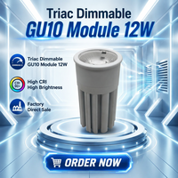 Module LED GU10 Dimmable Triac IP44 Moderne 12W en Aluminium Forgé à Froid 1070, CRI90 Élevé, Certifié CE RoHS, Downlight Encastré