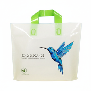 Sacs de courses en plastique recyclables à poignée souple robuste en LDPE et HDPE, imprimés sur mesure, pour emballage de détail - Product Image 3