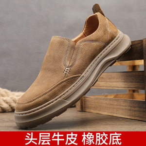 Mocassins en daim à bout rond, à enfiler, semelle extérieure en caoutchouc souple, chaussures décontractées pour hommes, automne - Product Image 5