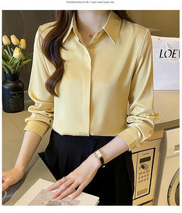 Blusa Blanca sin Arrugas para Mujer, Nueva Colección 2025, Camisa <span class=keywords><strong>de</strong></span> Satén para Oficina, Manga Larga, Ropa Formal para Entrevistas y Negocios - Product Image 6