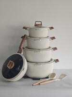 Nouveau Design Batterie de Cuisine 15 Pièces en Aluminium Moulé Antiadhésive Moderne Fond à Induction Incluant Casseroles et Poêles