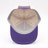 Casquette de baseball ajustable à 5 panneaux, bicolore violette, de haute qualité, brodée sur mesure avec logo en relief 3D