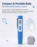 Testeur portable de pH et de TDS pour l'eau potable, 0-9990 PPM, écran LCD, matériau plastique, 1 unité, bleu foncé