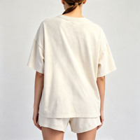 Ensemble 2 pièces décontracté pour femme : T-shirt ample à manches courtes et short à taille élastique – Tenue assortie pour le temps libre