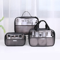 Pvc Borsa Da Viaggio Cosmetici di Lusso Glassato del Pacchetto della Chiusura Lampo Trasparente Borsa Da Toilette del Nero di Modo di Accessori del Sacchetto di Trucco