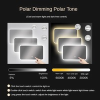 Miroir LED intelligent sans cadre pour salle de bain, interrupteur tactile, grand rectangle, verre flottant, éclairage LED IP44, vente en gros d'usine, pour salon