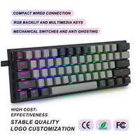 Clavier de jeu mécanique filaire 61 touches 60% Mini RVB rétroéclairé USB Anti-Ghosting Programmable Compact pour PC Vente en gros OEM