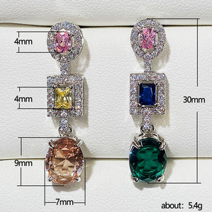 Pendientes Colgantes Ovalados Coloridos para Mujer, Elegantes y Brillantes, Joyería de Moda - Product Image 5