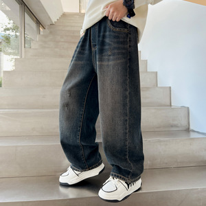 <span class=keywords><strong>Jeans</strong></span> in Denim da ragazzo a gamba larga stile Casual stile stile Casual a vita media lavabile traspirante per l'estate autunnale - Product Image 6