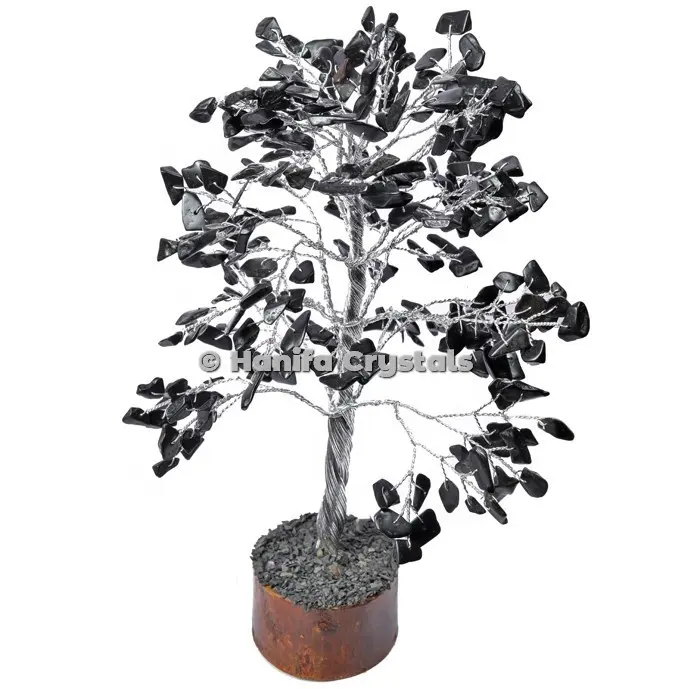 Siyah Jasper 300 cips taş gümüş tel ağacı iş hediye için taş bonsai ağacı