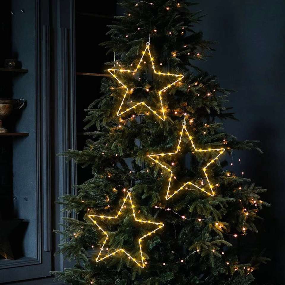 Rechargeable LED Star String Lights Warm White 3M Hanging Decoration ...