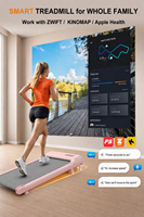 Tapis de marche inclinable manuel 2,5 CV avec écran LED, machine électrique portable rose pour l'exercice à domicile