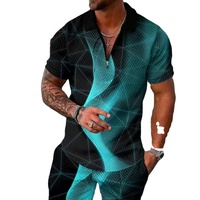 Ensemble de vêtements de sport personnalisé OEM, polo zippé, haut et short de plage, jogging 2 pièces, survêtement pour homme, ensemble de sport de loisirs
