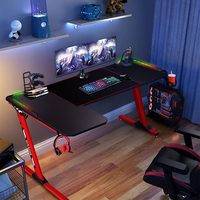 Bureau de jeu d'usine, bureau d'ordinateur, bureau en forme de L, PC noir rouge, style moderne, mobilier de bureau à domicile, bureau de jeu