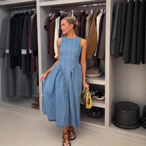 <span class=keywords><strong>Falda</strong></span> vaquera con cordones y espalda descubierta sin mangas de nueva elegancia para mujer para primavera y verano cintura Natural lavable con lentejuelas - Product Image 1