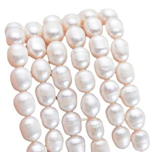 สร้อยคอมุกน้ำจืดสีชมพูอ่อน ขนาด 8-9 มม. คุณภาพดี รูปทรงข้าวสาร สำหรับงาน DIY แบบกึ่งสำเร็จรูป ขายส่ง - Product Image 5