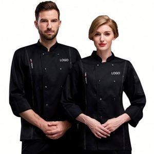 Chaqueta de Chef con Ribete Negro Completo, Uniformes Modernos para Restaurante, Ropa de Trabajo para Camareros y Camareras, Ropa de Seguridad, Chaquetas de Chef a la Moda - Product Image 1