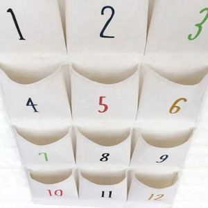 Yuyang 12 Pockets Cotton Linen Digital <b>Hanging</b> <b>Storage</b> Bag Behind <b>Doors</b> Wall Pocket Organizer With Numbers <b>Hanging</b> <b>Storage</b> Bag - Product Image 4
