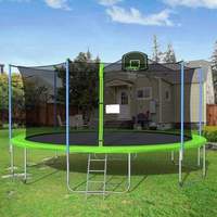 Trampoline de sport extérieur en aluminium 8FT 10FT 14FT 16FT avec panier de basketball, pour fitness et exercice, écologique, avec filet de sécurité 100% sécurisé