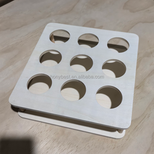 Espositore da Tavolo in <span class=keywords><strong>Legno</strong></span> Naturale a 9 Scomparti, Organizzatore in Compensato per Bottiglie di Olio, Rossetti, Lucidalabbra, Fiere - Product Image 2