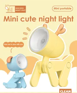 Miniluz LED nocturna para dormitorio de niños, luz de noche ajustable con forma de cachorro, ciervo, dibujos animados, 1 paquete