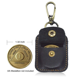 Cross-border best-selling commemorative <b>coin</b> protective <b>case</b>, simple retro <b>coin</b> bag, custom medal badges, PU leather keychains, - Product Image 3