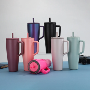 Vaso Térmico de Acero Inoxidable de 40oz con Popote y Tapa, Taza de Viaje Aislada, Diseño Moderno Rojo Rosa para Exteriores - Product Image 6