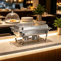 Chauffe-Plat Commercial FLEY en Acier Inoxydable, Réchaud de Buffet Carré avec Brûleur à Alcool pour Hôtels et Buffets