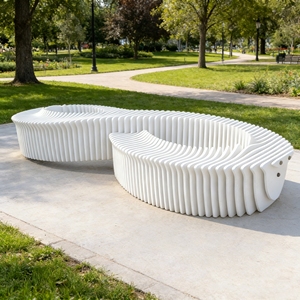 Y766 Precision Cut <b>Wooden</b> <b>Slice</b> Chair Wave Pattern Modern Indoor Lounge Bench for Residential Commercial Use Sculptural Chair - Product Image 3
