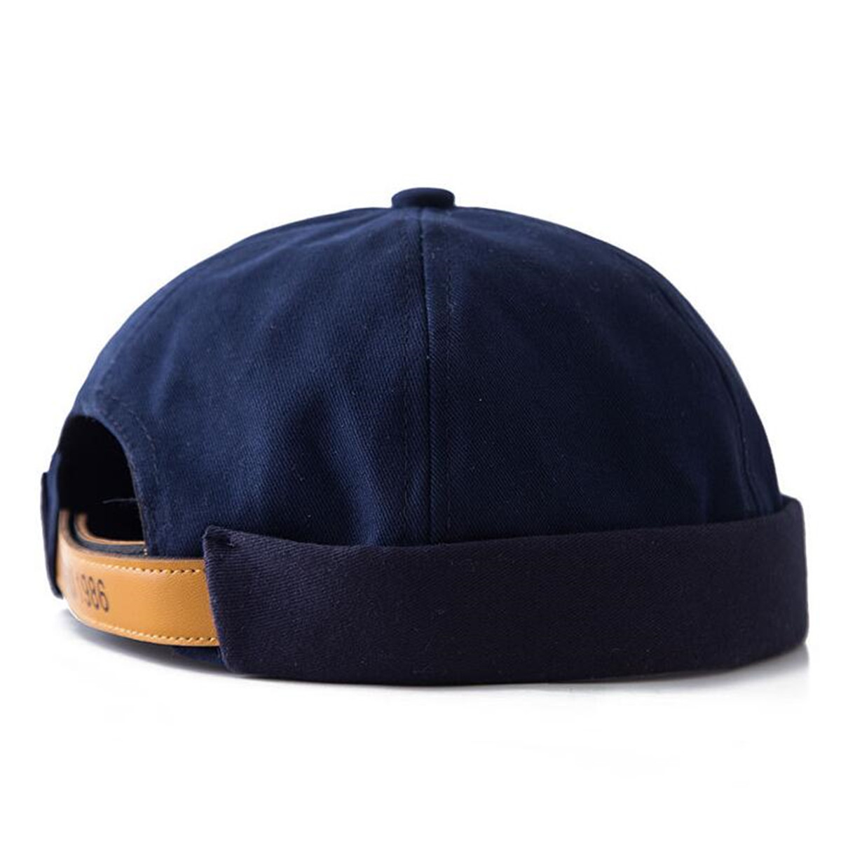 Men's Docker Cap Skullcap Beanie - 100% Cotton, Adjustable Rolled Cuff, One Size Fits Most (Blue)