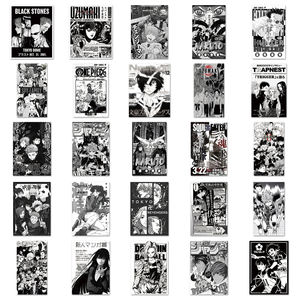 50pcs personnalisé personnalisé décoratif noir et blanc japonais <span class=keywords><strong>Manga</strong></span> affiche autocollants pour murs et consoles de jeu - Product Image 3