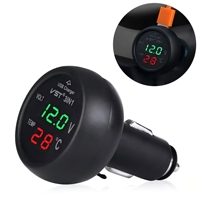 Voltímetro y Termómetro Digital 3 en 1 para Auto, Monofásico, DC 12V 24V, Monitor de Batería, IP68 Impermeable, USB 5V 2.1A, Rojo