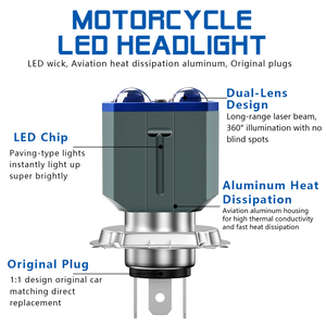 12V LED motorfiets koplamp lampen wit geel dubbele kleur Hi/Lo beam mini rijlamp Ba20d <span class=keywords><strong>H4</strong></span> voor motorverlichtingssysteem - Product Image 2