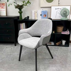 Silla <span class=keywords><strong>de</strong></span> Comedor Moderna y Elegante con Estructura Metálica, Tapizada, Duradera, <span class=keywords><strong>de</strong></span> Lujo, Giratoria, en Tela Negra y Gris, para Hotel y Restaurante - Product Image 5