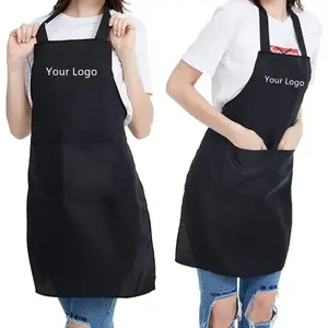 Chef Bib Apron 100%cotton Embroidery Logo Kitchen Custom Kitchen Apron 32 cm Long Adult apron For Chef