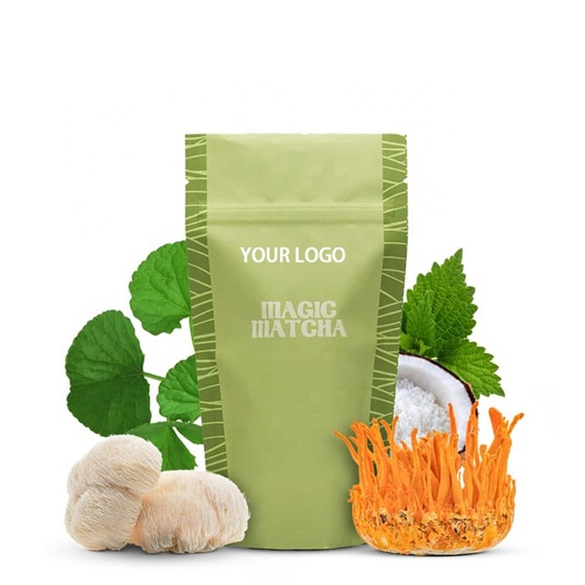 Faitury Private Label Instant Coffee Powder Reishi Lions Mane Matcha Mushroom Blend Matcha Coffee