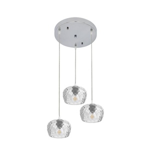 Plafoniera LED 3xE27 Cromo 36x36 cm con Paralumi in Cristallo Intagliato Trasparente, Ideale per Illuminazione Decorativa e Ambienti - Product Image 1