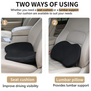 Coussin de siège de voiture en mousse à mémoire de forme, support lombaire, rehausseur de hauteur, noir, respirant, rectangulaire, pour conducteur et siège arrière - Product Image 2