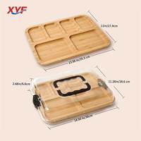 Bamboe gesplitst dinerbord Modern eenvoudig ontwerp Effen patroon Huishoudelijk fruit Snackplateau Gedroogd fruitbord Transparant