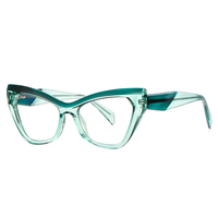 Monture de lunettes optiques Partagas œil de chat géométrique avec charnière à ressort et branches à clipser, anti-lumière bleue, pour femmes