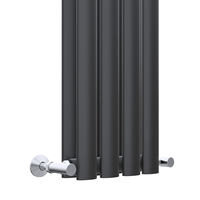Radiateur mural contemporain vertical ovale en acier doux blanc pour systèmes de chauffage central CVC, installation facile