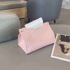 กล่องกระดาษทิชชู่หนังลายจระเข้สีน้ำตาลอเนกประสงค์สำหรับห้องนั่งเล่นและห้องน้ำ - Product Image 2