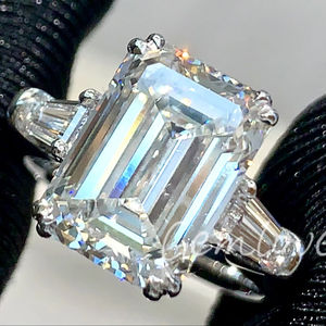 女性用ヴィンテージ5CTダイヤモンドリング18Kゴールドラボ成長 & 天然ダイヤモンドエメラルド/ヘビ/サーペンタイン-婚約/ウェディングバンド - Product Image 1